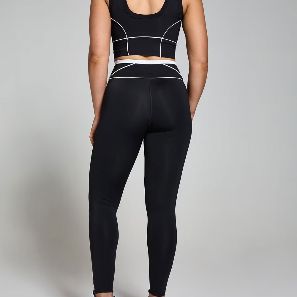 Contrast Texture Leggings – Black