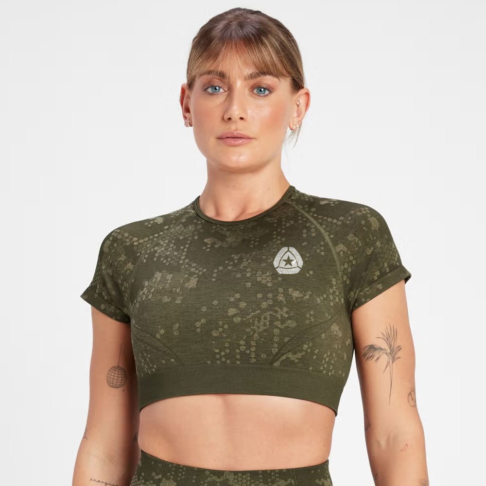 Seamless Long Sleeve Crop Top – Forest Green