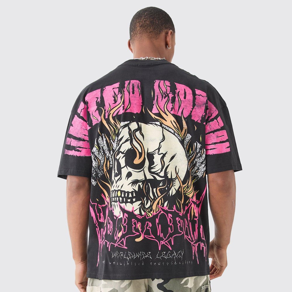Plus Regular Fit Acid Wash Star Wars T-shirt
