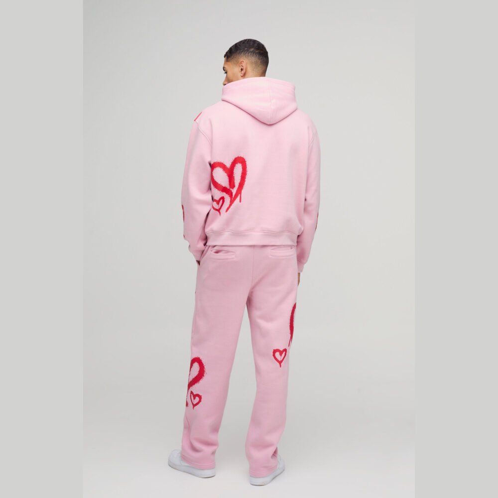 Oversized Boxy Official Tonal Print Zip Hooded Tracksuit
