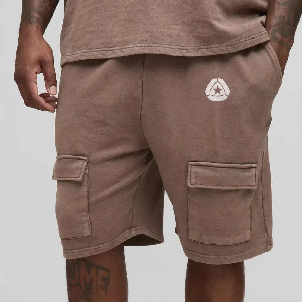 Plus Loose Fit Acid Wash Jersey Shorts