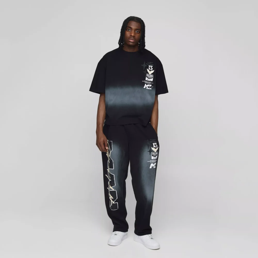 Oversized Worldwide Cross Zip Hooded Short Tracksuit